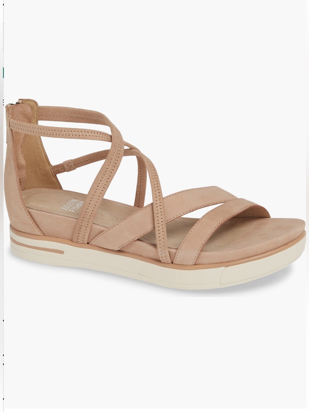 Eileen Fisher Skip Strappy Platform Latte Nude Leather Sandal, Size 7